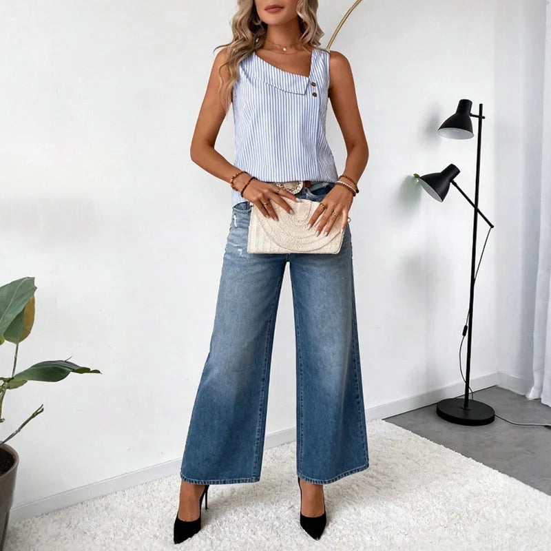 Kaira | Blusa Rayas Asimétrica