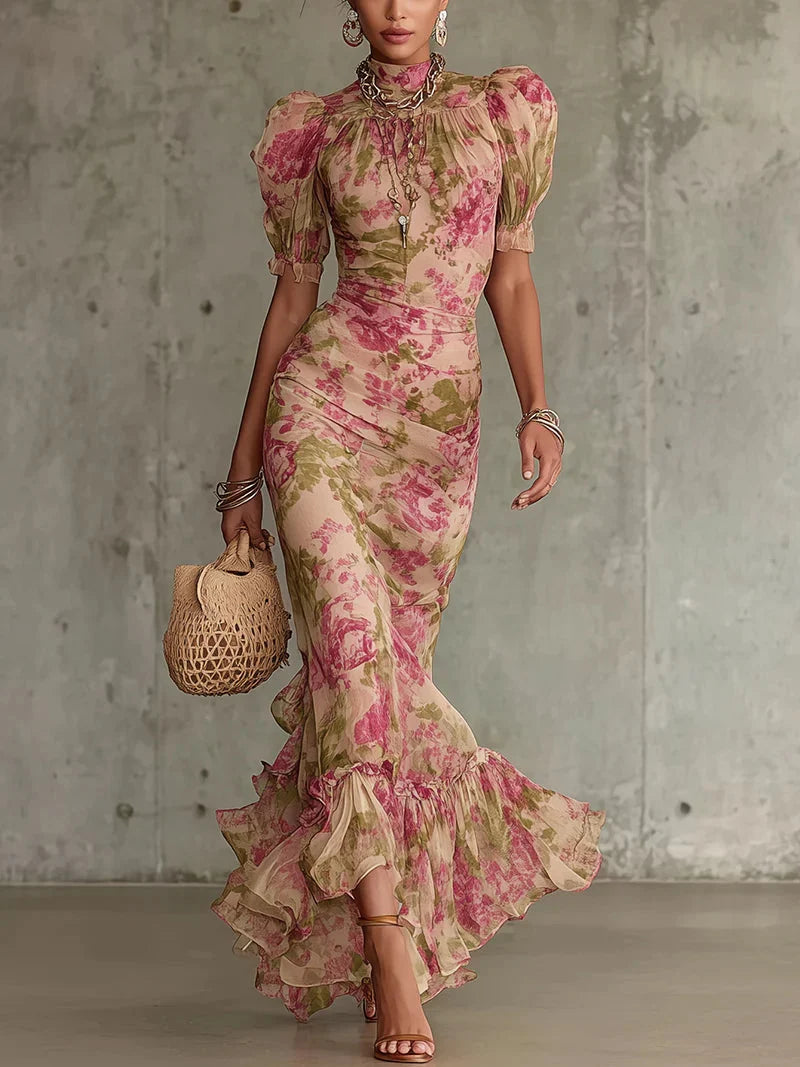 Vera | Vestido Maxi Floral Con Volantes