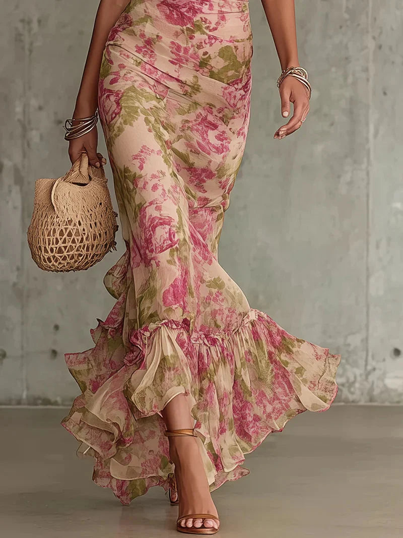 Vera | Vestido Maxi Floral Con Volantes