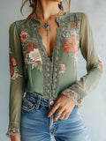 Boho Verde | Blusa Bordada Floral